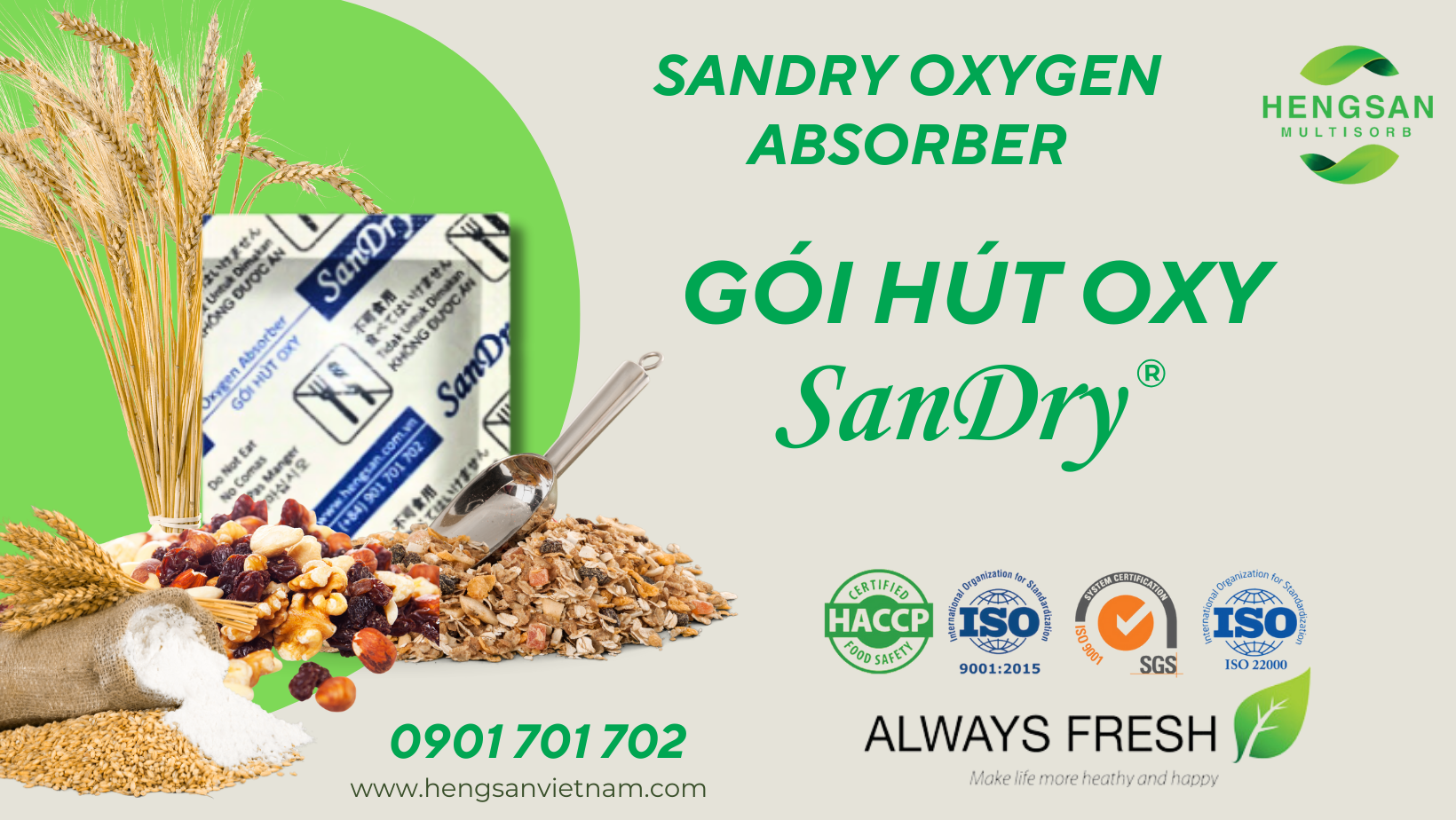 Gói hút oxy Sandry - Lựa chọn hàng đầu cho bảo quản thực phẩm toàn cầu!